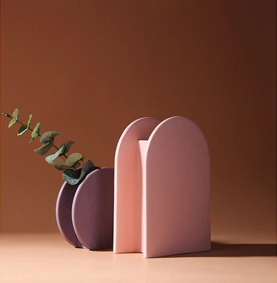 Modern Ceramic Pink Arched Vase