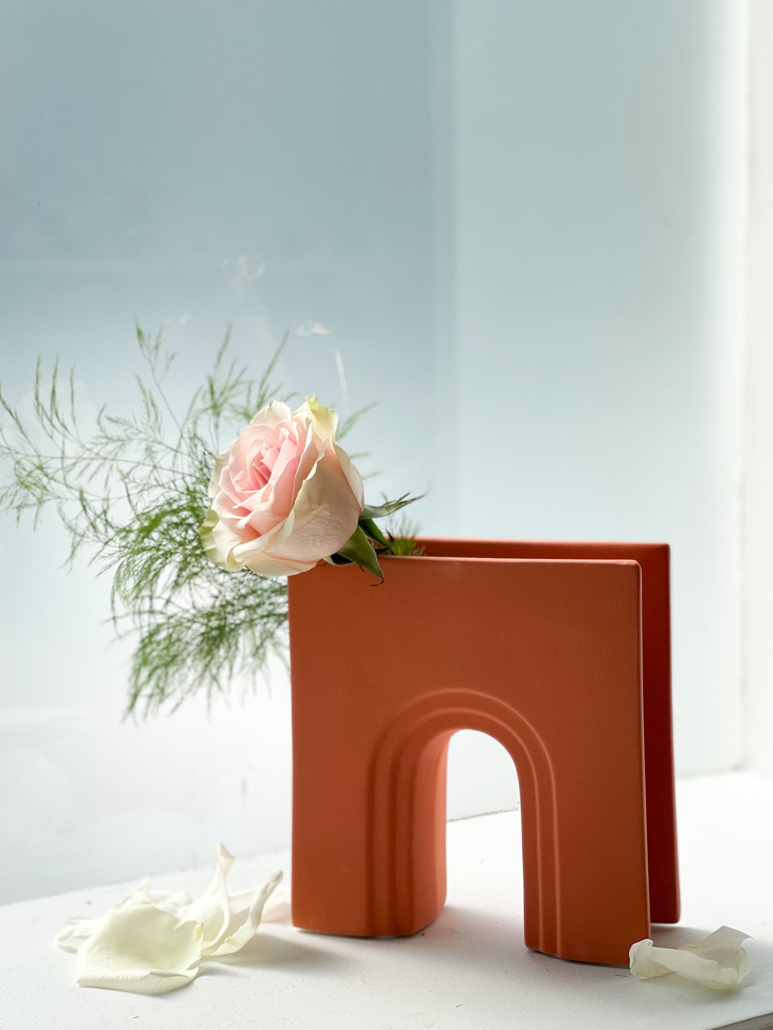 Modern Ceramic Orange Arch Vase