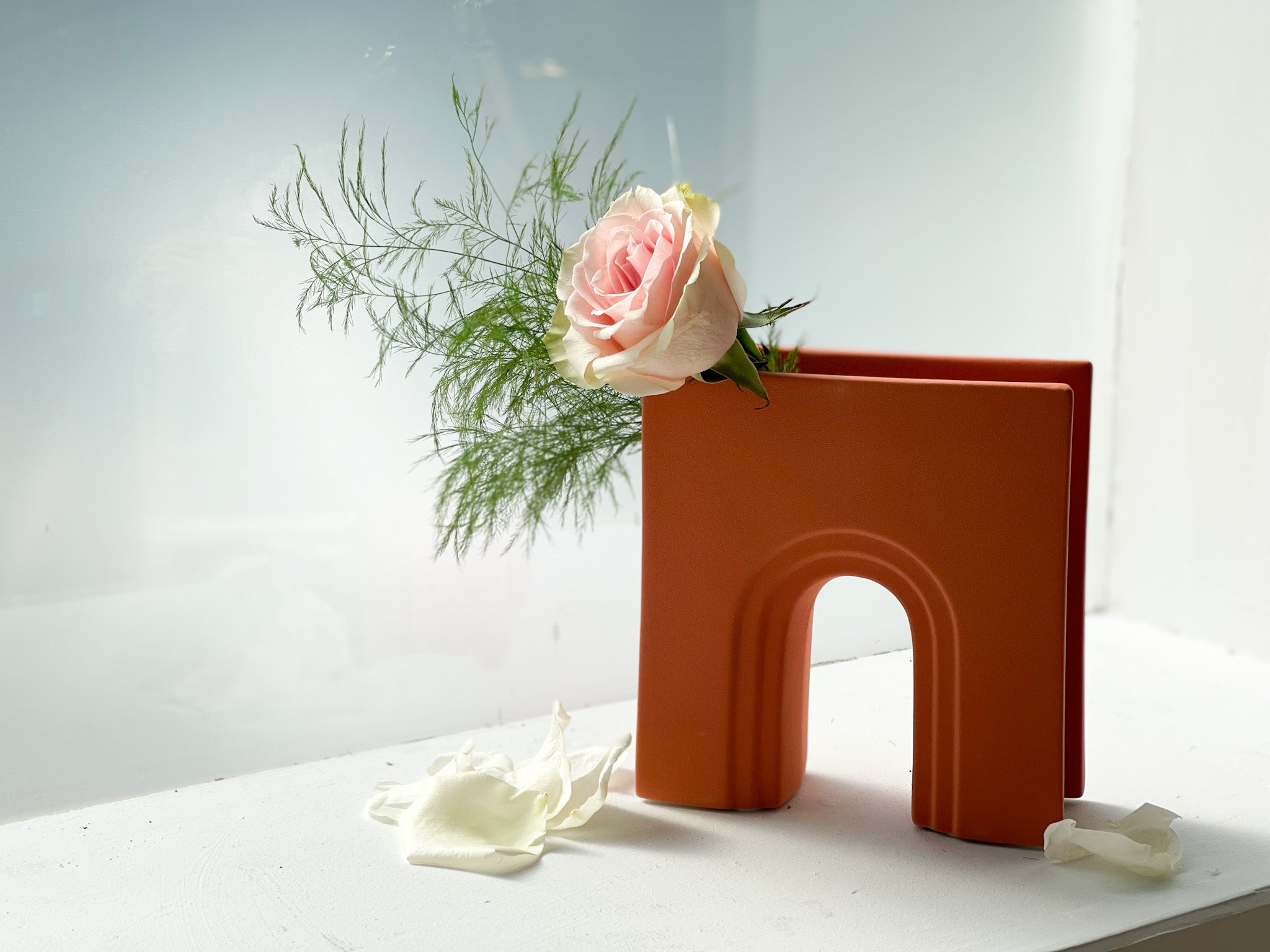 Modern Ceramic Orange Arch Vase