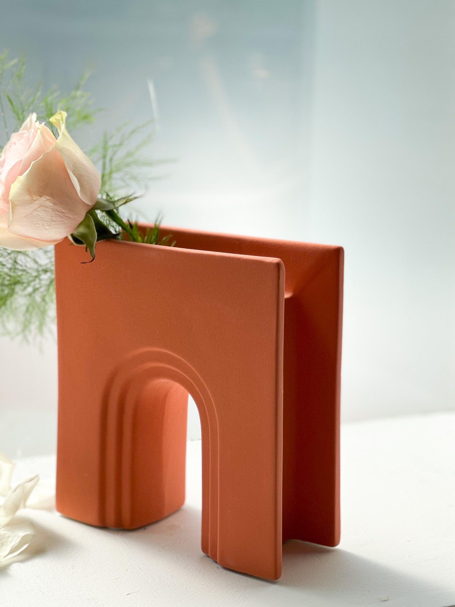 Modern Ceramic Orange Arch Vase