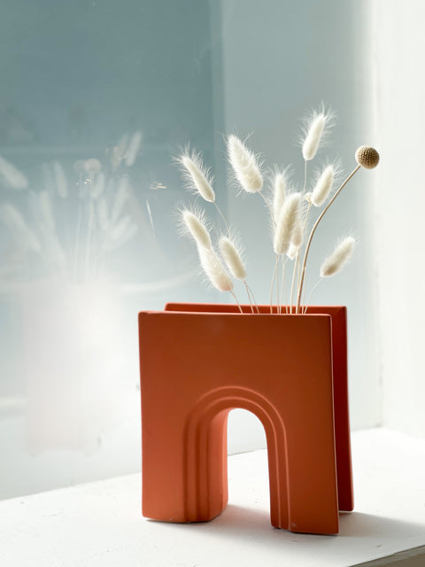 Modern Ceramic Orange Arch Vase