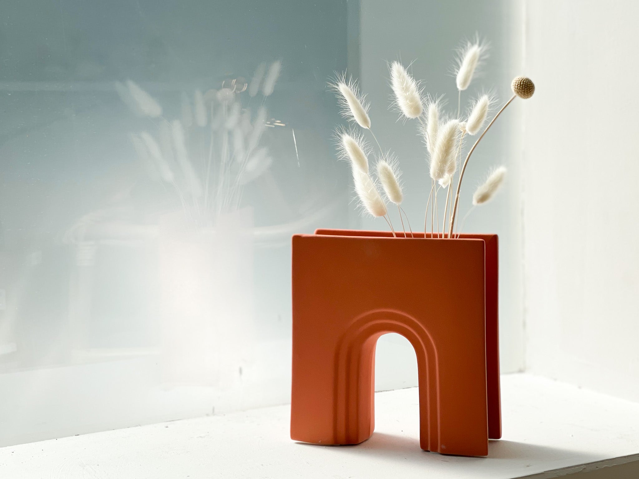 Modern Ceramic Orange Arch Vase