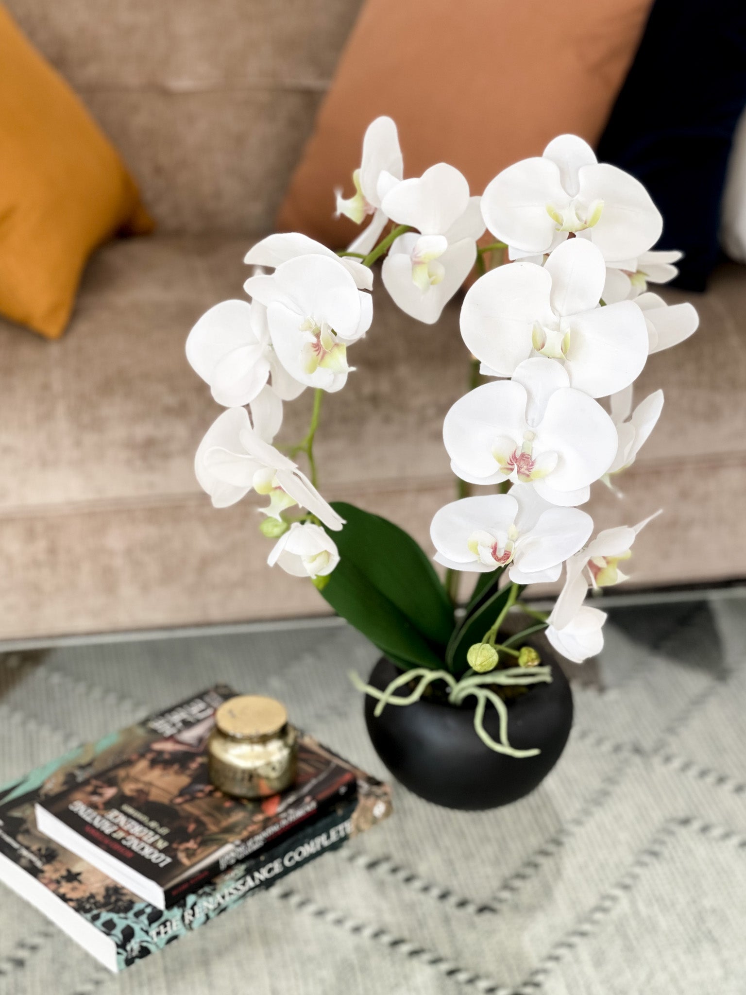 Orchid Flower Arrangement in Round Flower Pot