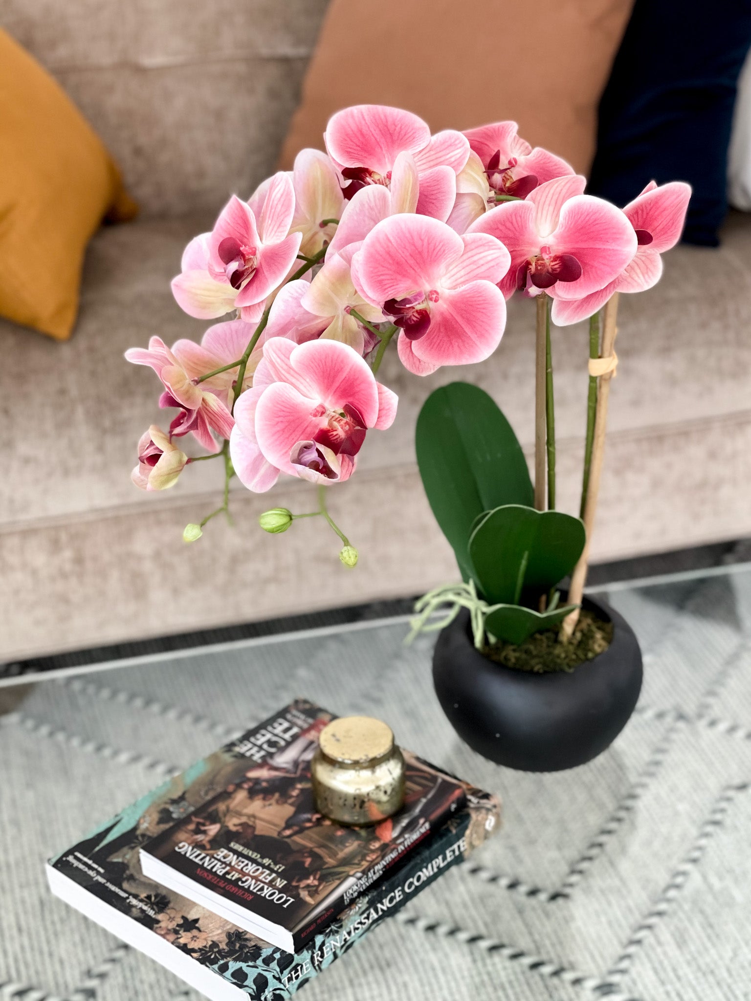 Orchid Flower Arrangement in Round Flower Pot