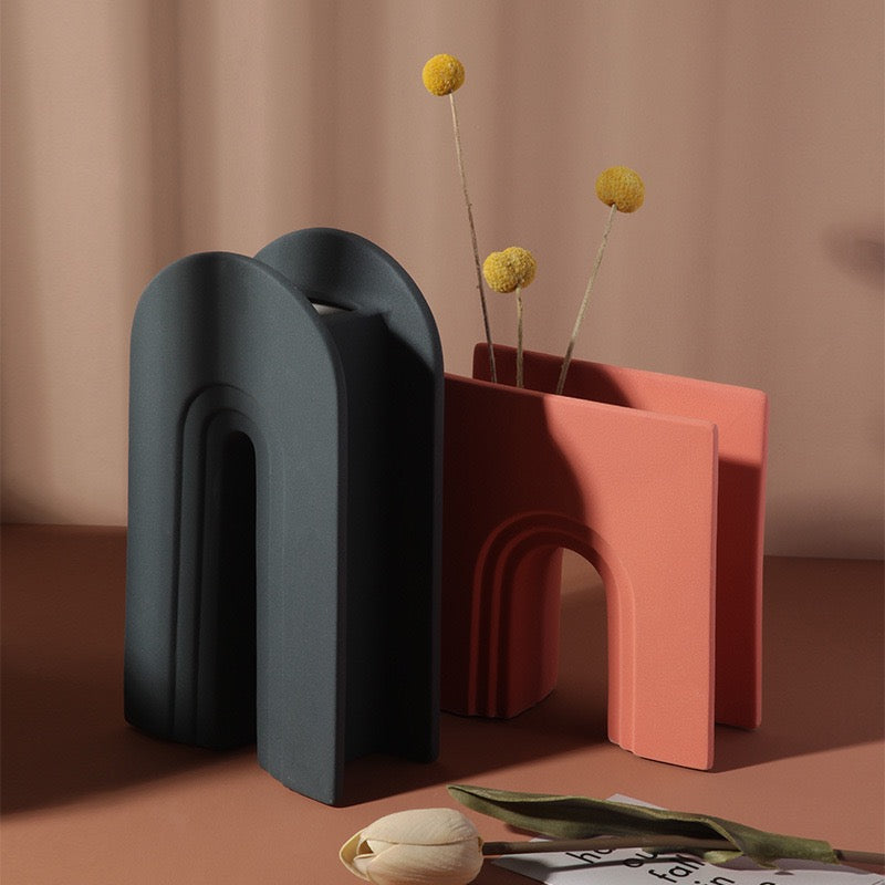 Modern Ceramic Orange Arch Vase