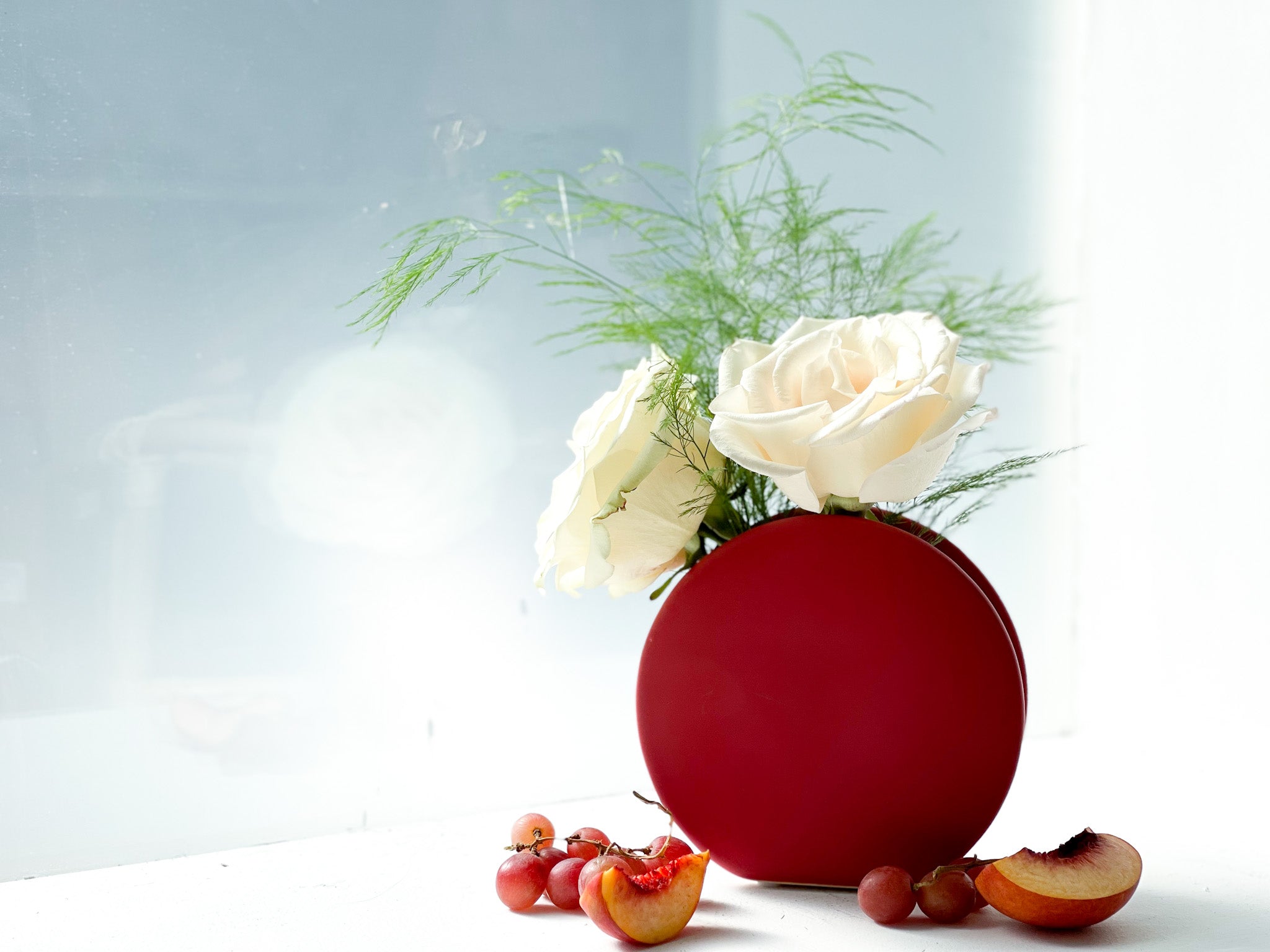 Modern Ceramic Red Moon Vase