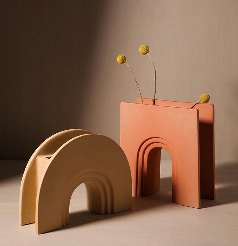 Modern Ceramic Red Moon Vase