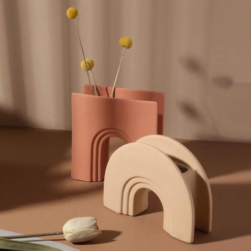 Modern Ceramic Orange Arch Vase